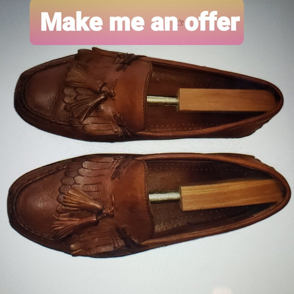 Johnston & Murphy Passport Brown Leather Tassel Loafers Size 10W